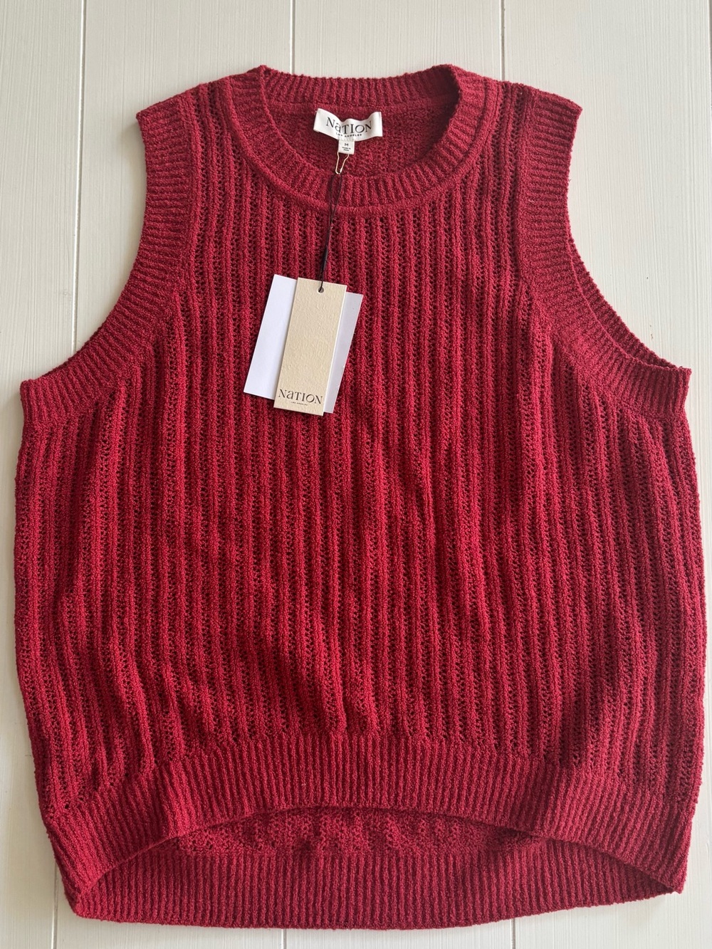 Nation LTD Ribbed Sleeveless Knit Tank in Deep Red
